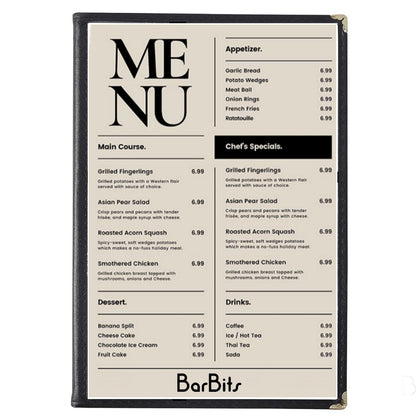 A4 Black American Menu Cover (2 Page 4 Sides) - Pack of 25